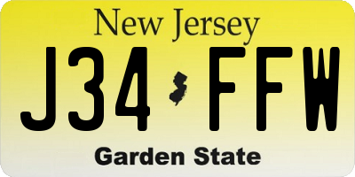 NJ license plate J34FFW