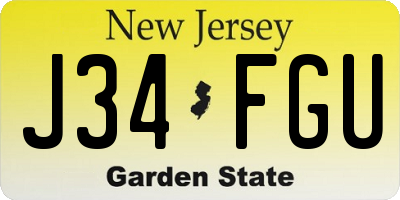 NJ license plate J34FGU