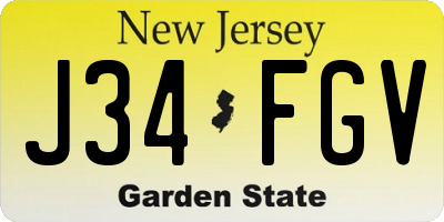 NJ license plate J34FGV