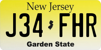 NJ license plate J34FHR