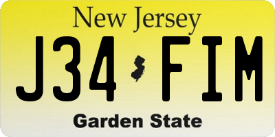 NJ license plate J34FIM