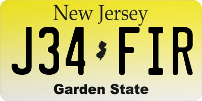 NJ license plate J34FIR