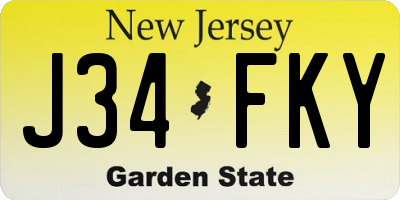 NJ license plate J34FKY