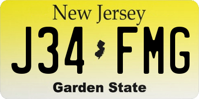 NJ license plate J34FMG