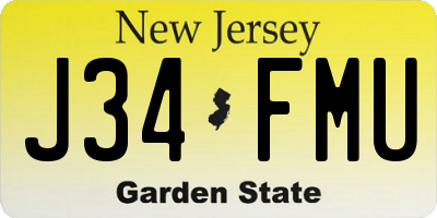 NJ license plate J34FMU