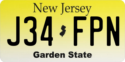 NJ license plate J34FPN