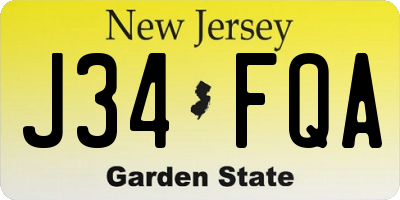 NJ license plate J34FQA