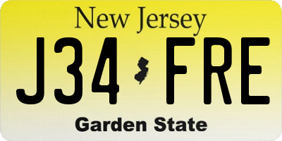 NJ license plate J34FRE