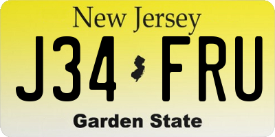 NJ license plate J34FRU
