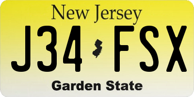 NJ license plate J34FSX