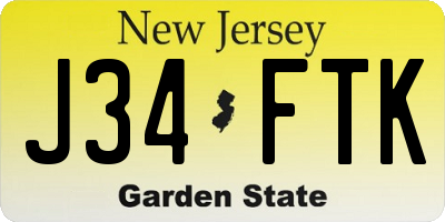 NJ license plate J34FTK