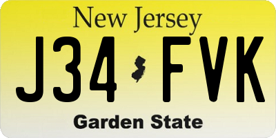 NJ license plate J34FVK
