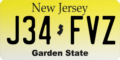 NJ license plate J34FVZ