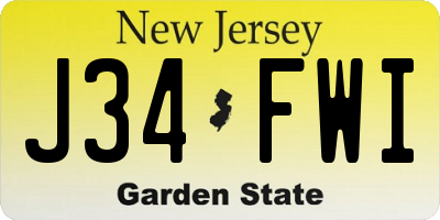 NJ license plate J34FWI