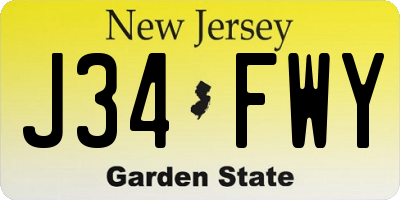 NJ license plate J34FWY