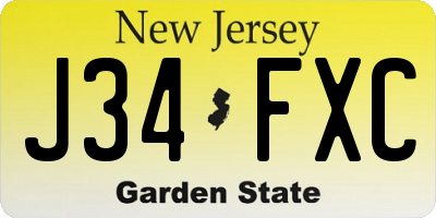 NJ license plate J34FXC