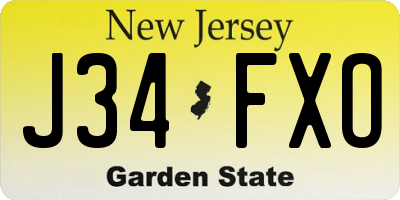 NJ license plate J34FXO