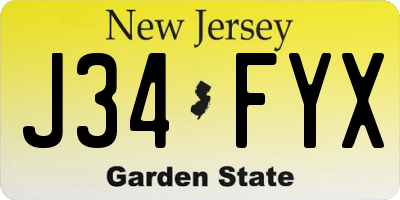 NJ license plate J34FYX