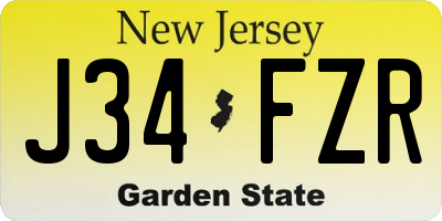 NJ license plate J34FZR