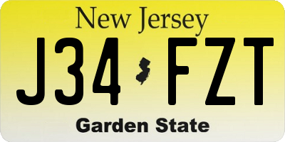 NJ license plate J34FZT