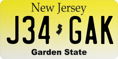NJ license plate J34GAK