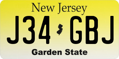 NJ license plate J34GBJ