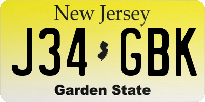 NJ license plate J34GBK