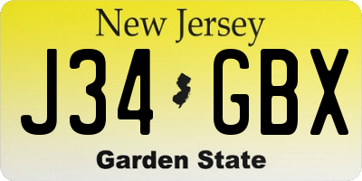 NJ license plate J34GBX