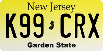 NJ license plate K99CRX