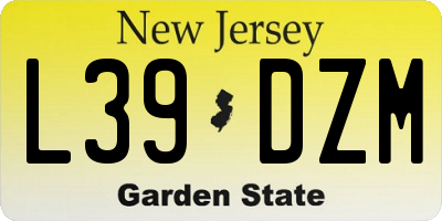 NJ license plate L39DZM