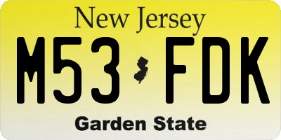 NJ license plate M53FDK