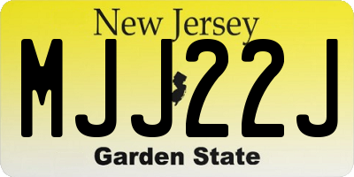NJ license plate MJJ22J