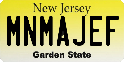 NJ license plate MNMAJEF