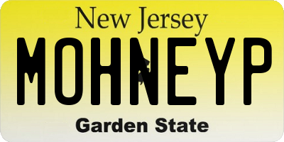 NJ license plate MOHNEYP