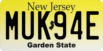 NJ license plate MUK94E