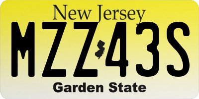 NJ license plate MZZ43S
