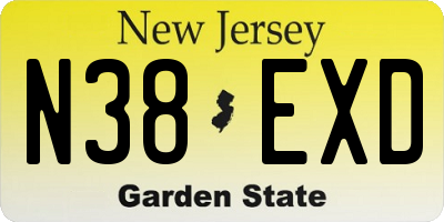 NJ license plate N38EXD