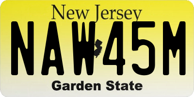NJ license plate NAW45M