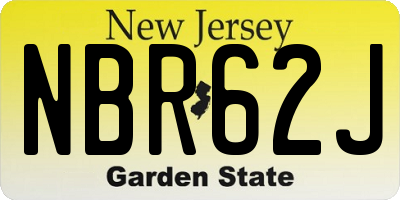 NJ license plate NBR62J