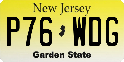 NJ license plate P76WDG