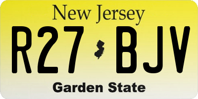 NJ license plate R27BJV