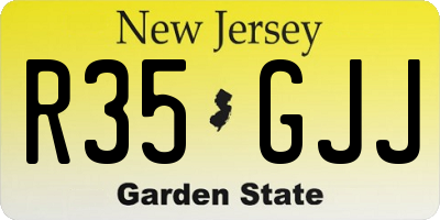 NJ license plate R35GJJ