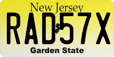 NJ license plate RAD57X
