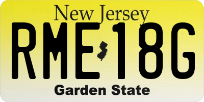 NJ license plate RME18G