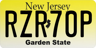 NJ license plate RZR70P