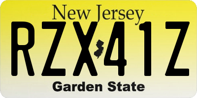 NJ license plate RZX41Z