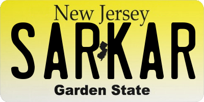 NJ license plate SARKAR