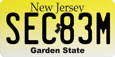 NJ license plate SEC83M
