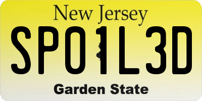 NJ license plate SP01L3D