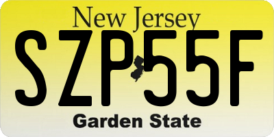 NJ license plate SZP55F